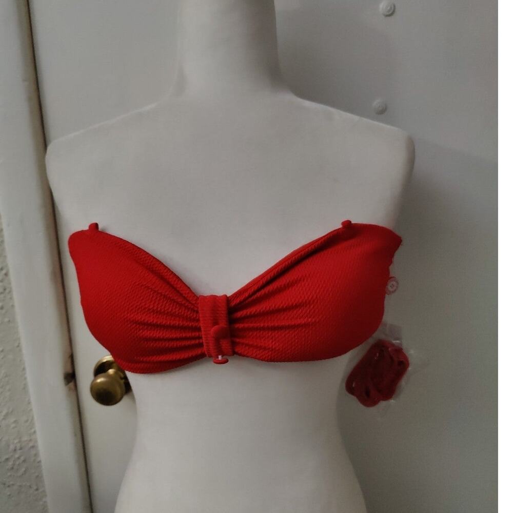Red Carter Bikini Top M NEW Swim Cherry Girl Coquette Girl Mermaid Twee Cosplay